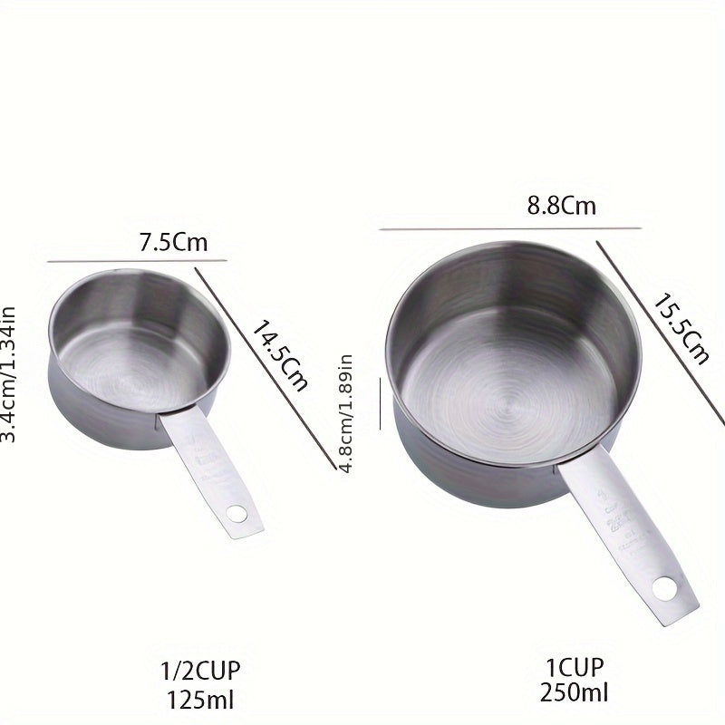 Set of 5 Stainless Steel Measuring Cups and Spoons for Baking and Cooking