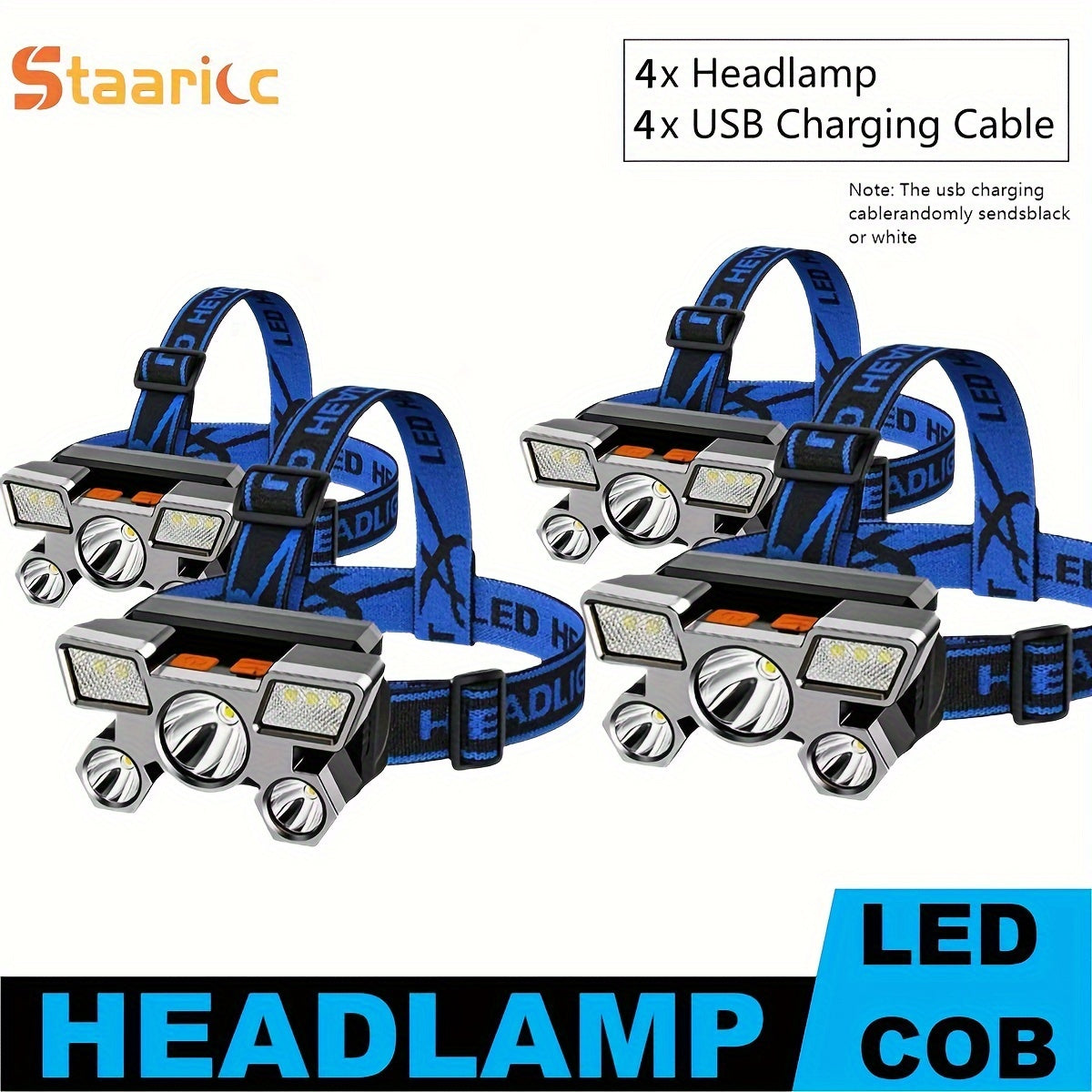 Linterna frontal LED recargable 2/1 paquete impermeable con carga USB para acampada al aire libre, pesca y emergencias