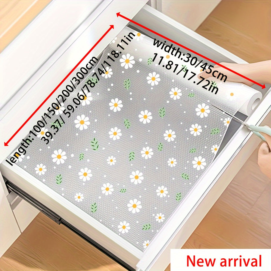 Floral EVA Shelf Liner Non-Slip Moisture-Proof Dust-Proof Oil-Resistant for Kitchen Wardrobe Shoe Cabinet