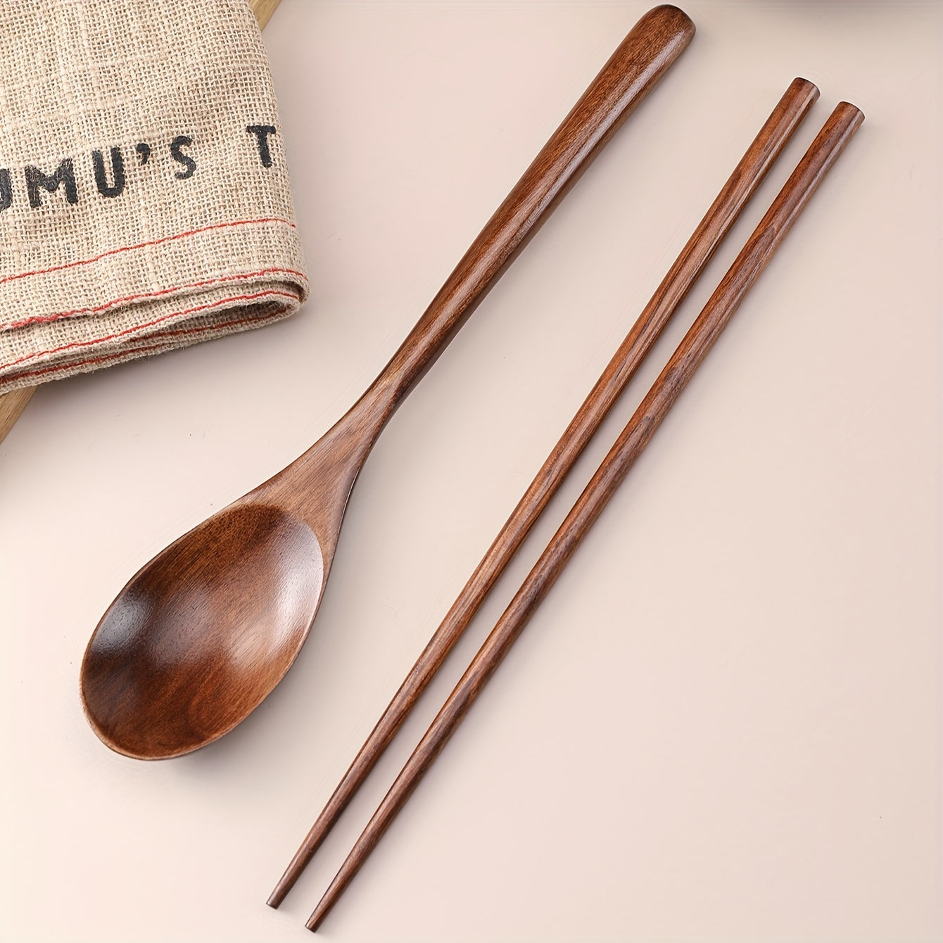 Wooden Spoon and Chopstick Set for Kitchen Use Durable Natural Wood