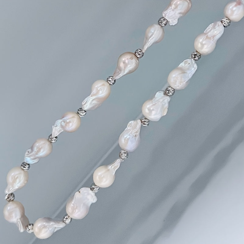 Freshwater Pearl Necklace 14mm-18mm White Baroque Handcrafted Jewelry for Mothers Day and Celebrations
