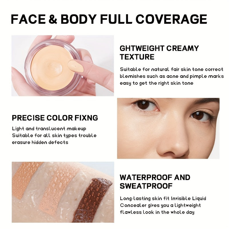 Women Full Coverage Concealer Cream Waterproof Liquid Foundation for Blemishes