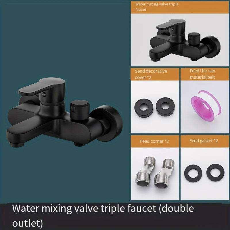 Black Copper Alloy Shower Mixer Valve Single Hole Brushed Finish