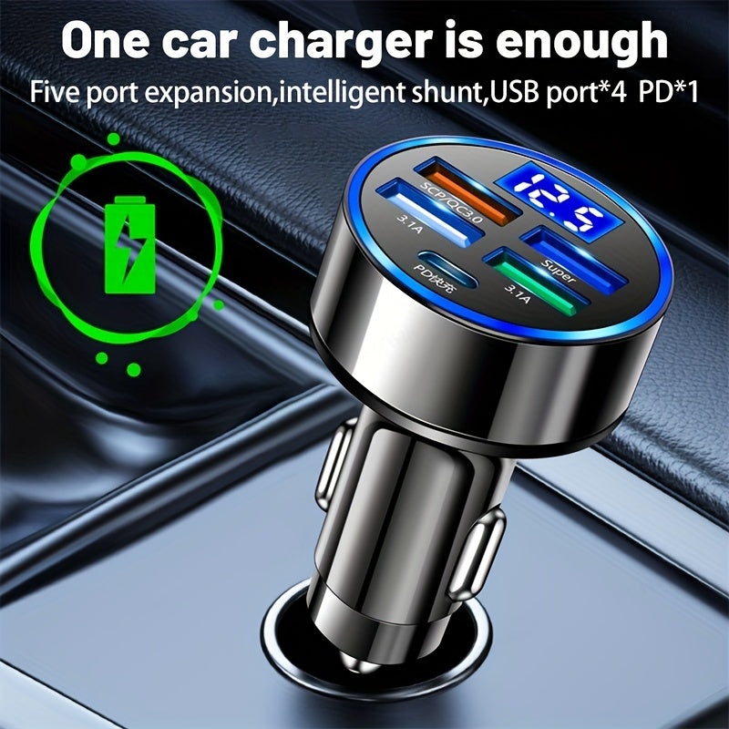 Fast Charging Car Phone Charger Adapter USB-C Quick Charge 3.0 4 Ports