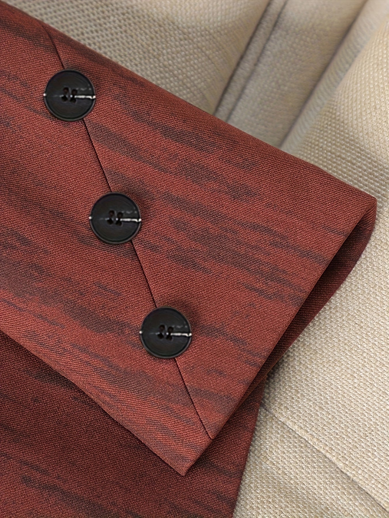 Women's Red Double-Breasted Blazer Slim Fit Long Sleeve Casual to Formal