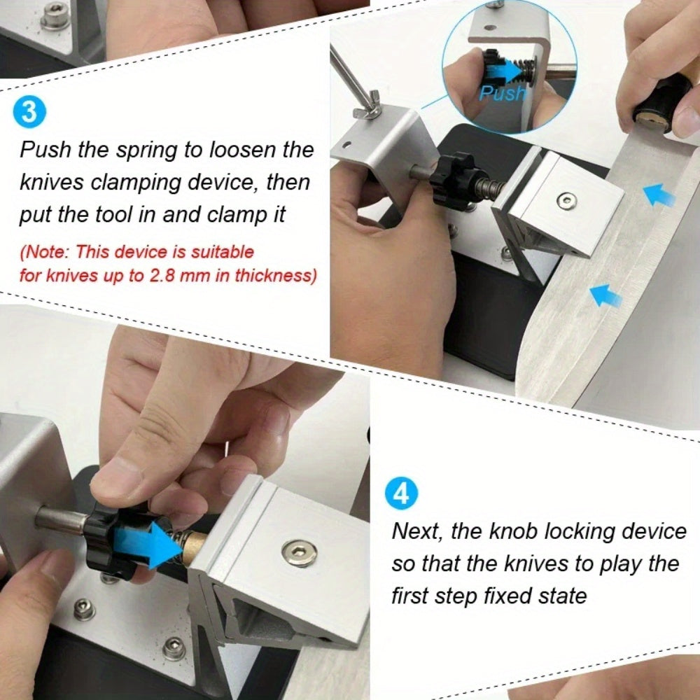 Professional pichoqni shimgichlash tizimi, 19-34 daraja burchaklar uchun honing asbobi bilan, sirpmas asos