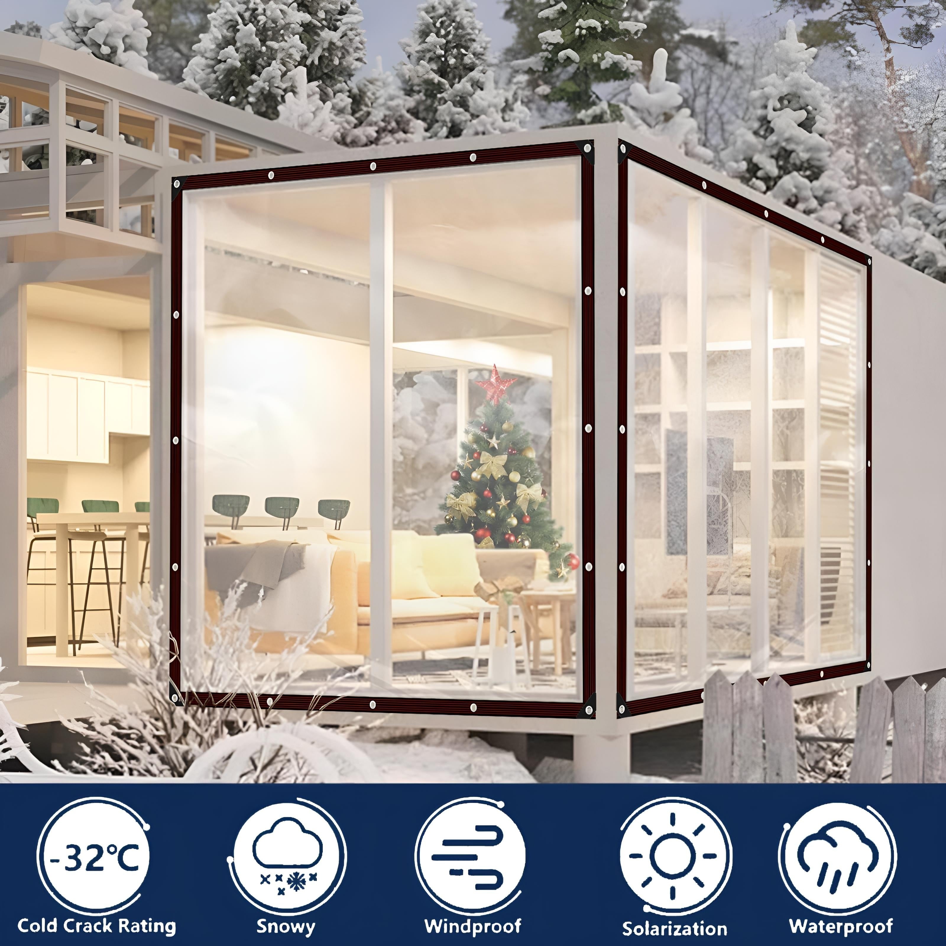 HDPE Transparent Tarpaulin All-Weather Outdoor Waterproof Cover Durable UV Stable Easy Setup