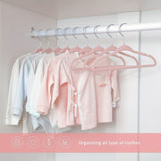 Set of 30 Pink Velvet Children's Hangers with Rotating Hooks and Gripped Shoulders