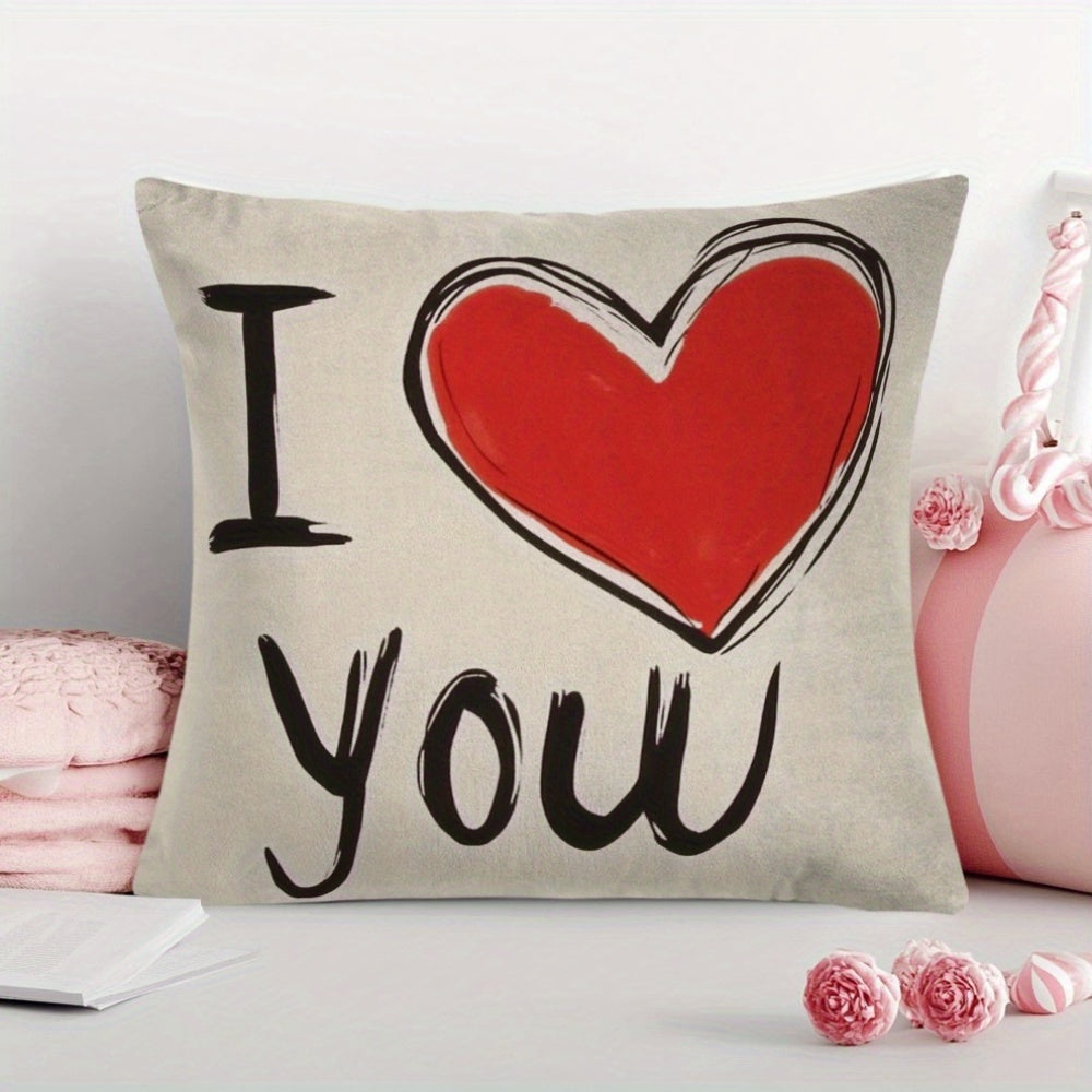 Heart Design Cushion Cover 45.72x45.72 cm Polyester Zipper Machine Washable for Sofa Bed Outdoor