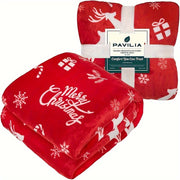 Traditional Style Christmas Flannel Fleece Throw Blanket All-Season Soft Digital Print