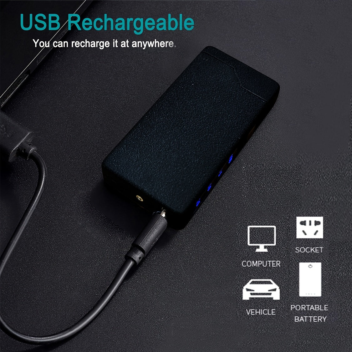 Men's Windproof Electric Lighter Rechargeable USB C Candle Camping