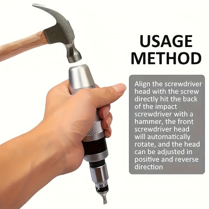 13Pcs Hex Impact Screwdriver Set with Metal Handle, Multi-Function Shock Includes Bits and Chisel