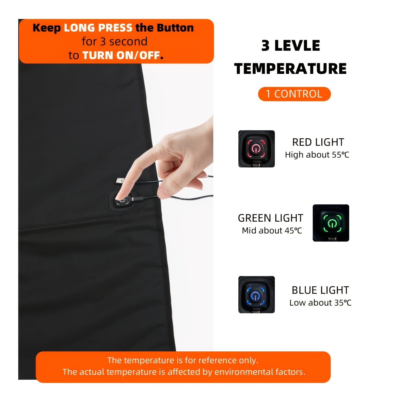 2-шт. черных подушек для кресла с подогревом и поддержкой спины, регулируемая температура