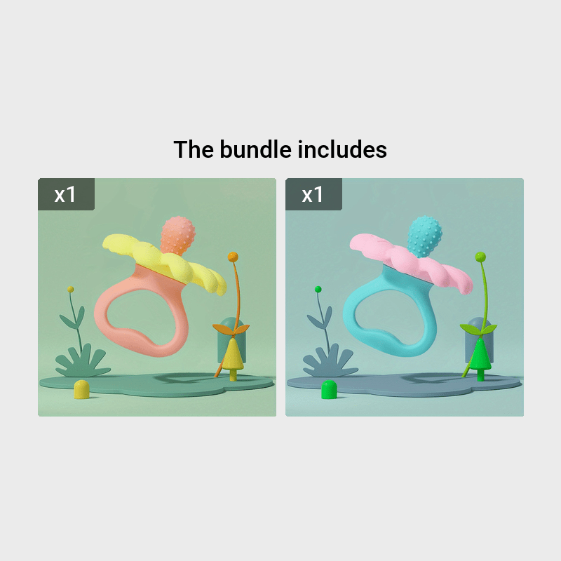 Silicone Teething Toy for Babies Soft and Safe Chewable Teether in Pink Blue Yellow