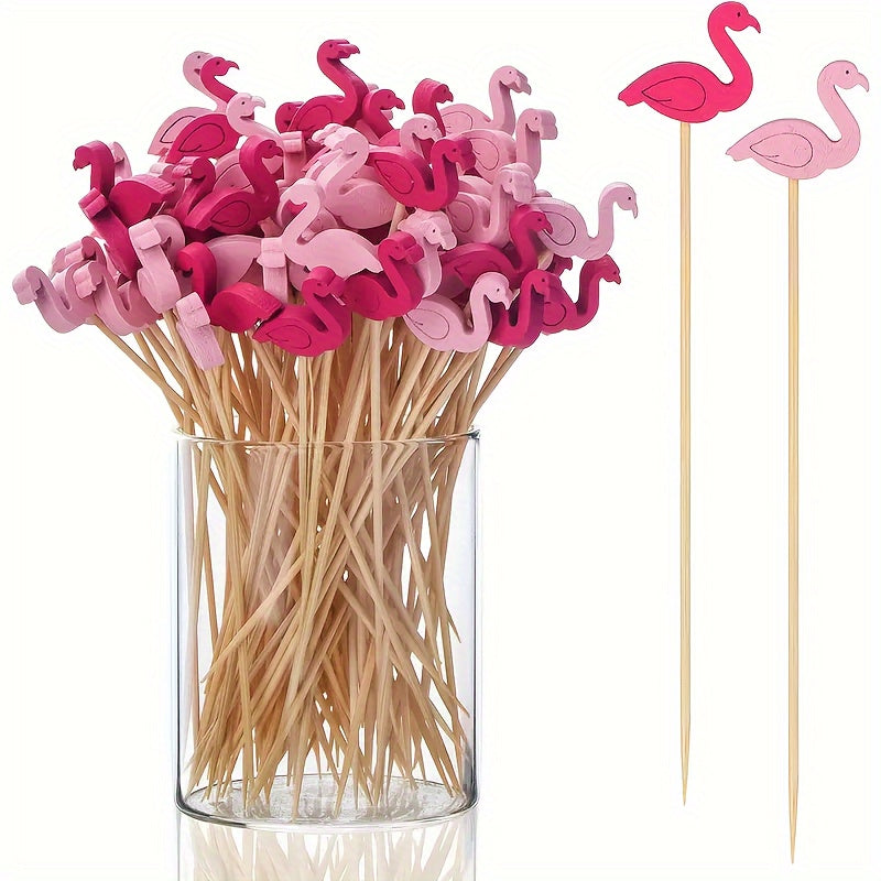 Bamboo Cocktail Picks for Appetizers and Fruit Skewers with Decorative Leaves Pumpkins and Acorns Set of 50