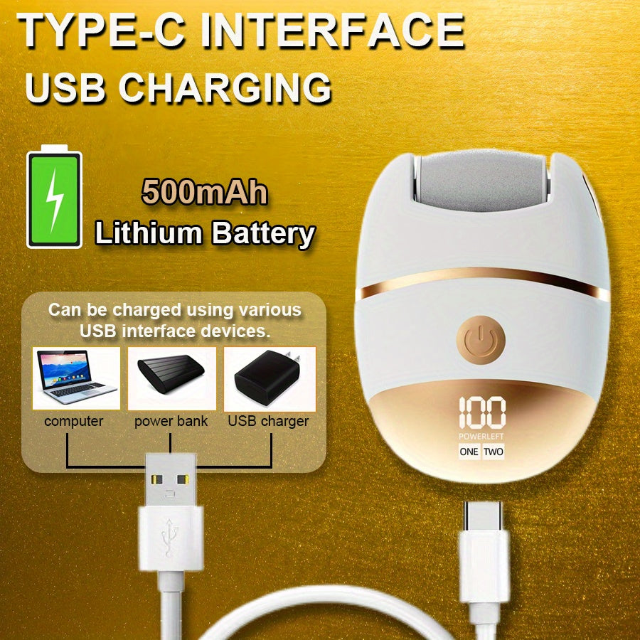 Electric Foot Grinder with LED Display and USB Charging for Cracked and Hardened Feet