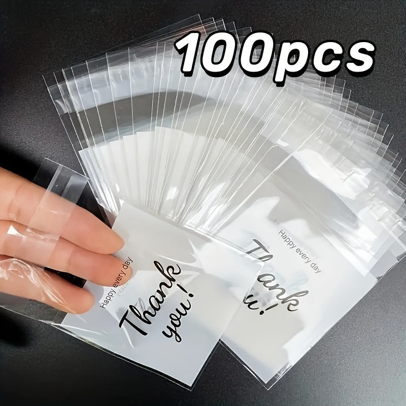 100 Snowflake Thank You Self-Sealing Gift Bags for Cookies Candy Jewelry