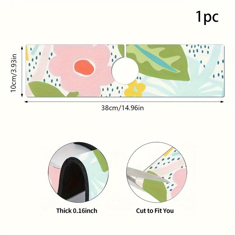 Floral Diatomaceous Earth Faucet Mat Non-Slip Absorbent for Kitchen Bathroom Counter