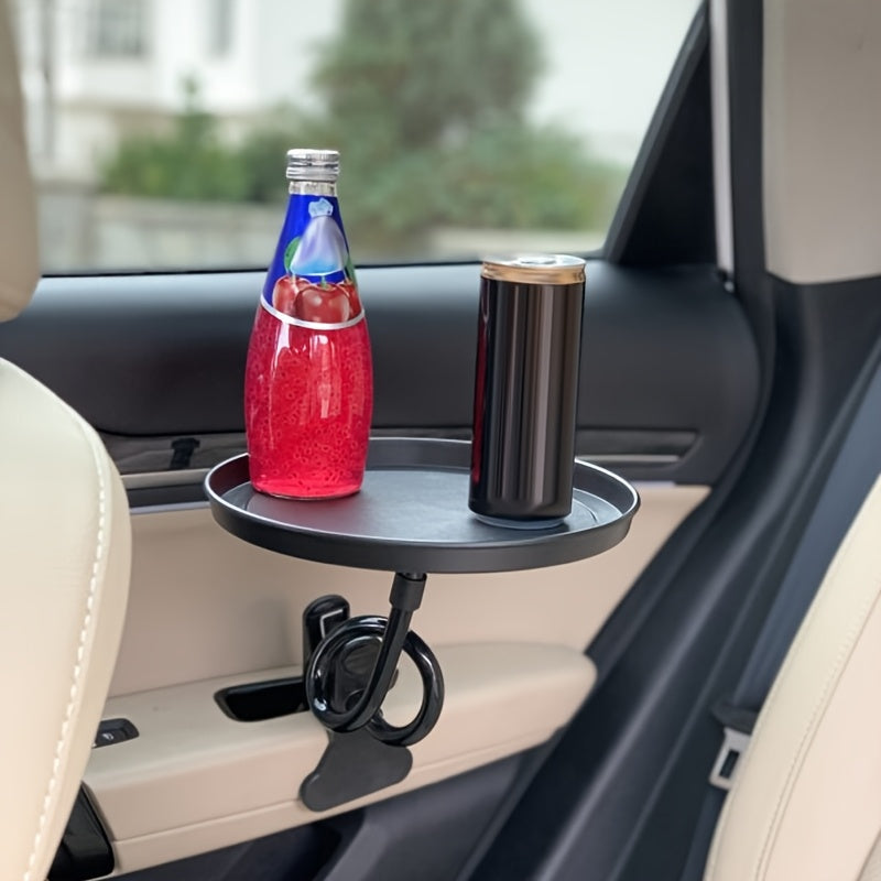  Bandeja ajustable para comer en el coche con soporte para taza giratorio y superficie antideslizante
