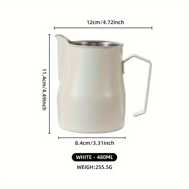 Stainless Steel Latte Art Cylinder Milk Frothing Canister White Black 480ML 700ML