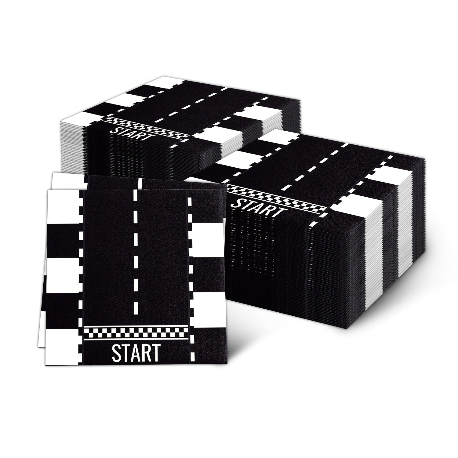 20 Pack Racing Car Themed Party Napkins Black White Checkered Flag 2-Ply