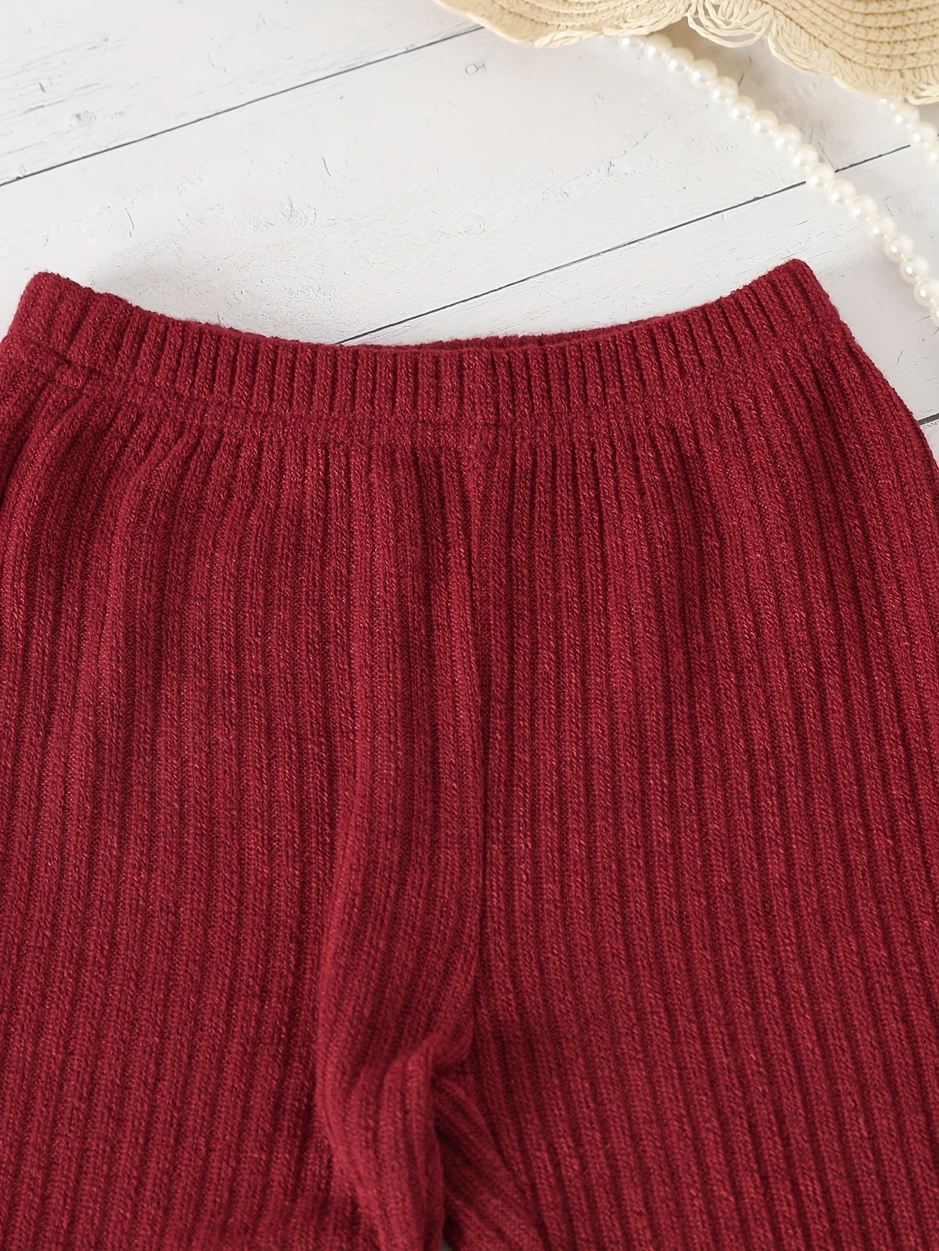 Girls Outdoor Clothing Set 2-Piece Long Sleeve Flared Top and Pants Solid Color