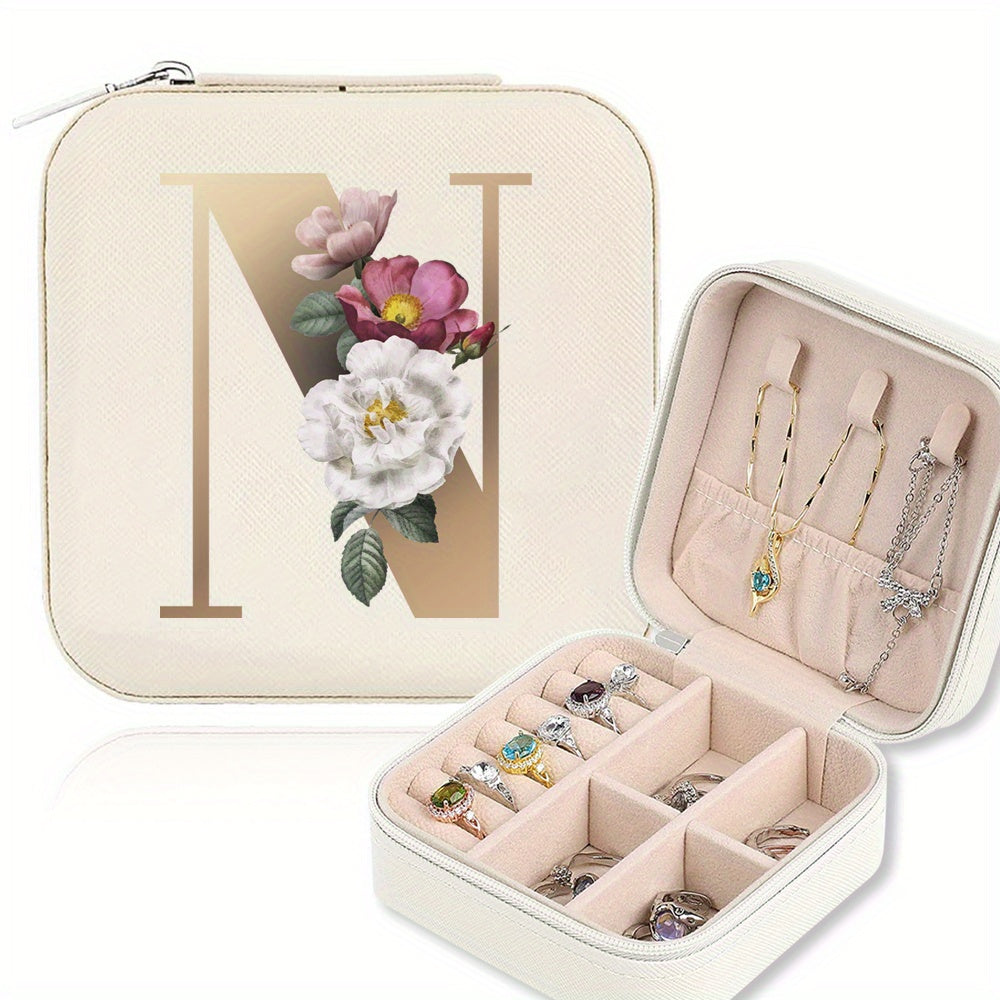 Mini Portable Zipper Jewelry Storage Box for Rings Necklaces and Studs