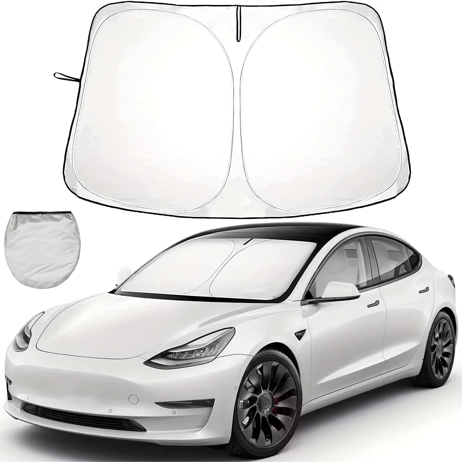 Tesla Model 3 va Y uchun avtomobil quyosh nuri himoyachisi UV himoyasi issiqlikni to'sib qo'yish uchun qalin polyester