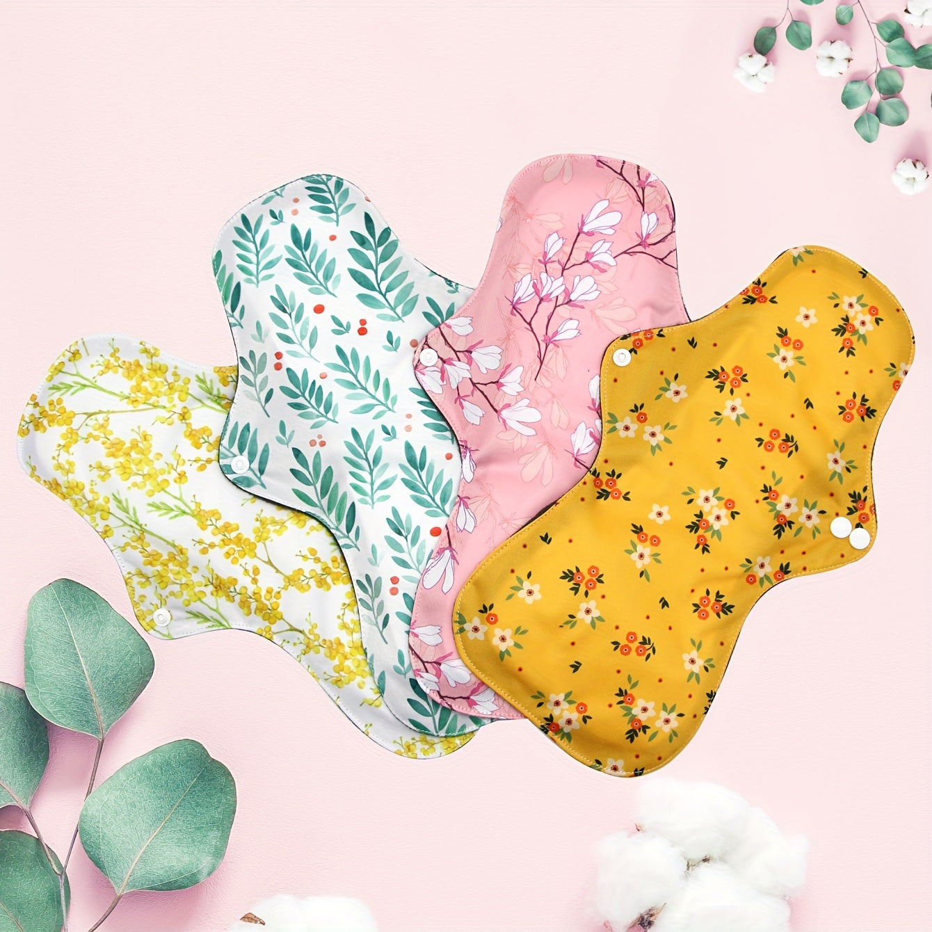 Set of 4 Reusable Sanitary Pads for Women Overnight Washable Panty Liners
