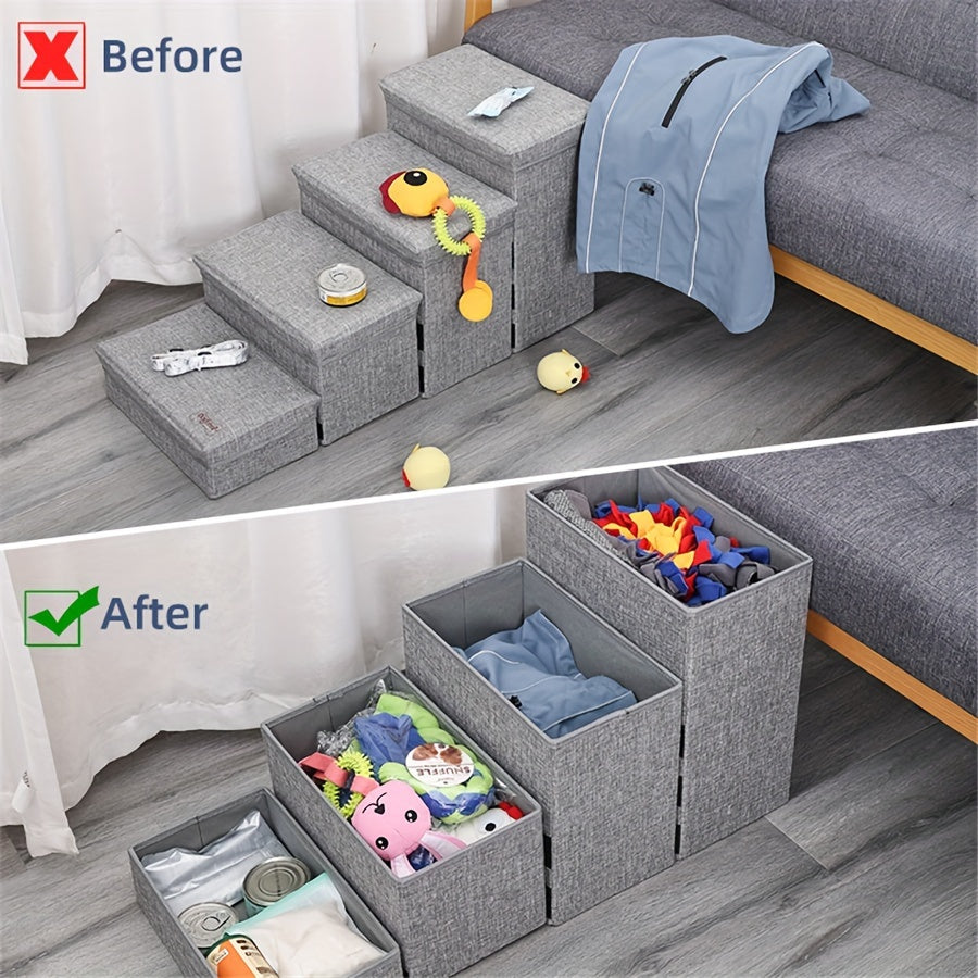 Escalera plegable de 4 niveles para mascotas de color gris para perros pequeños y minúsculos