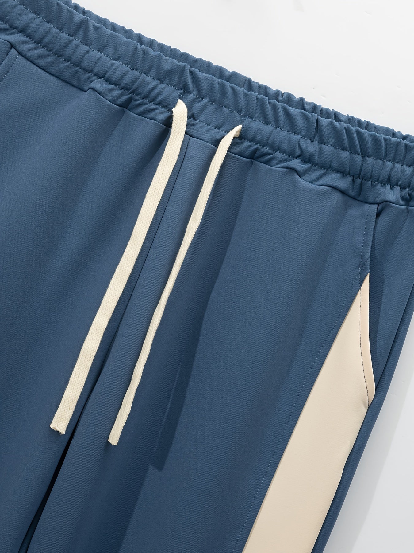 Men's Polyester Color Block Casual Baseball Collar Jacket and Sweatpants Set for Spring Fall