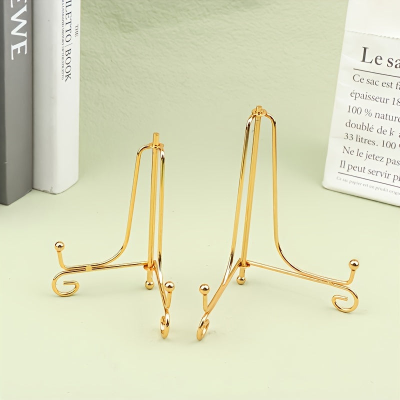 Gold Iron Display Stand for Decor Items, Easy to Assemble, Home and Office Shelving