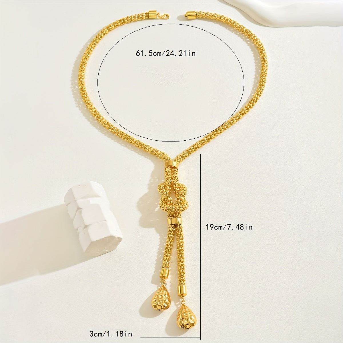 Women’s Long Geometric Twist Necklace with Tassel Drop Pendant for Weddings and Parties