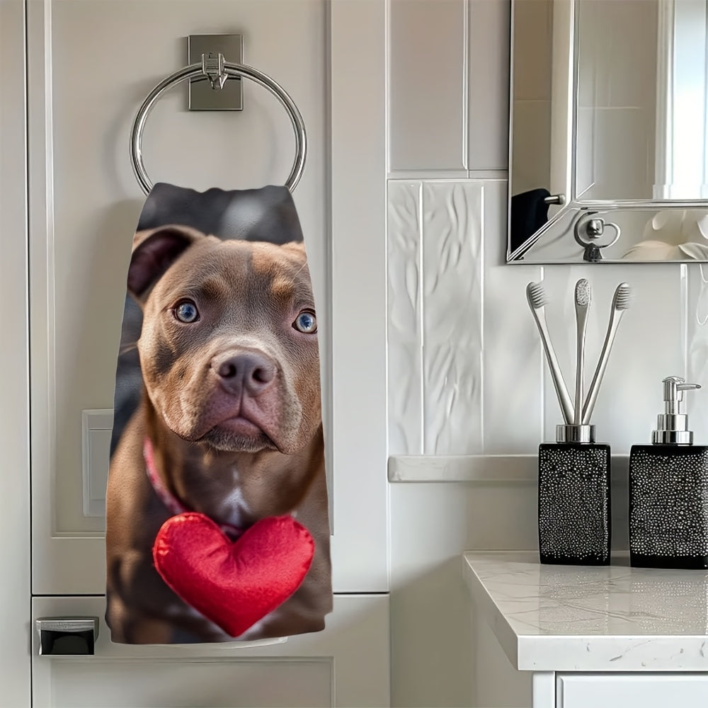 2 ta Ultra Soft oshxona sochiqlari to'plami, Pitbull Valentine dizayni bilan, namlovchi, 40.64x60.96 sm