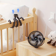 Портативный вентилятор для прогулочной коляски с LED-ночником, перезаряжаемый, ручной, с зажимом