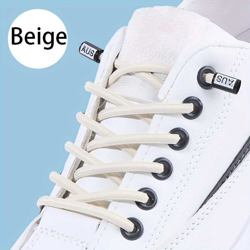 Unisex Elastic Flat Round Rope Shoelaces with Fixed Buckle