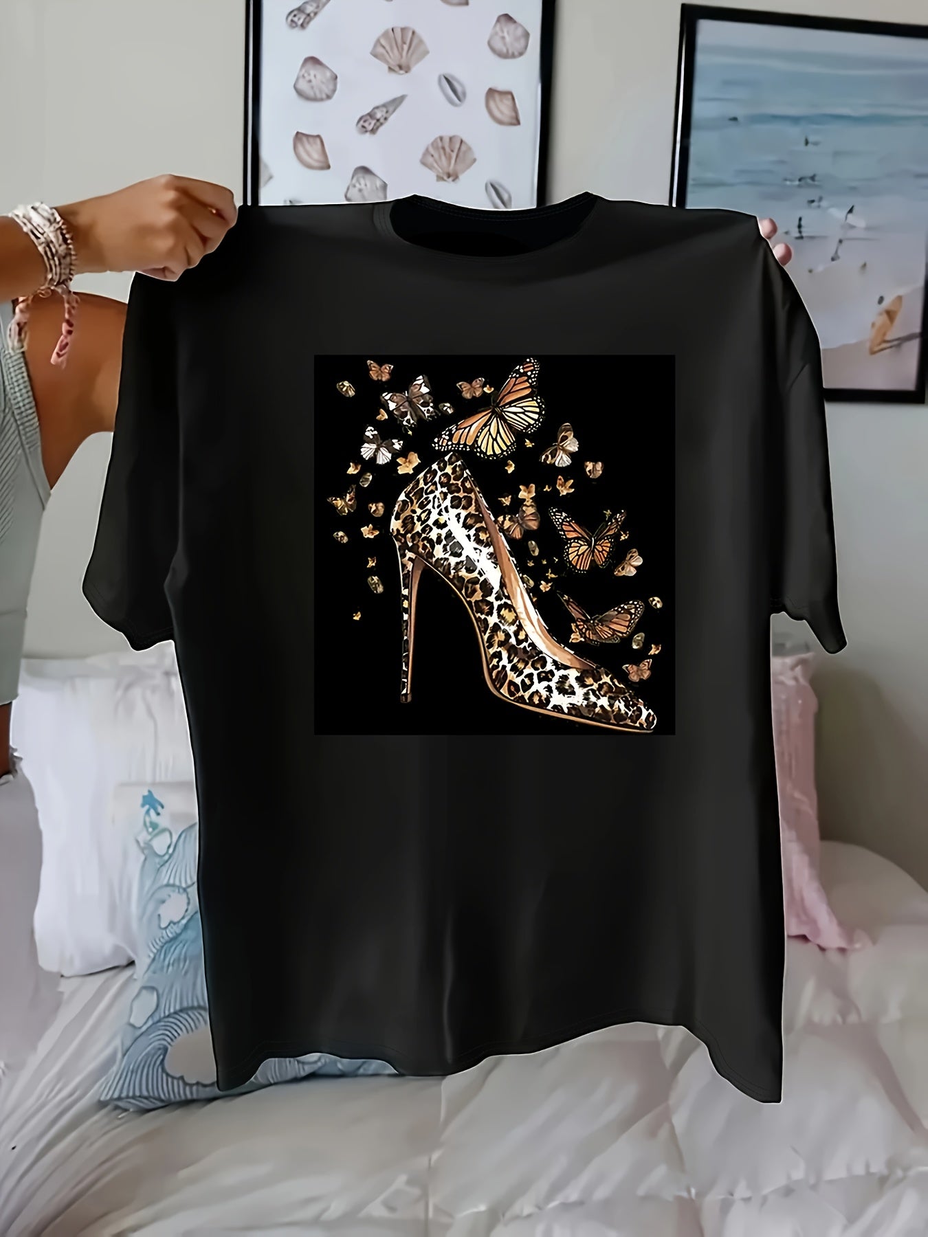 Women's Leopard Print T-Shirt Short Sleeve Casual All-Season Comfort