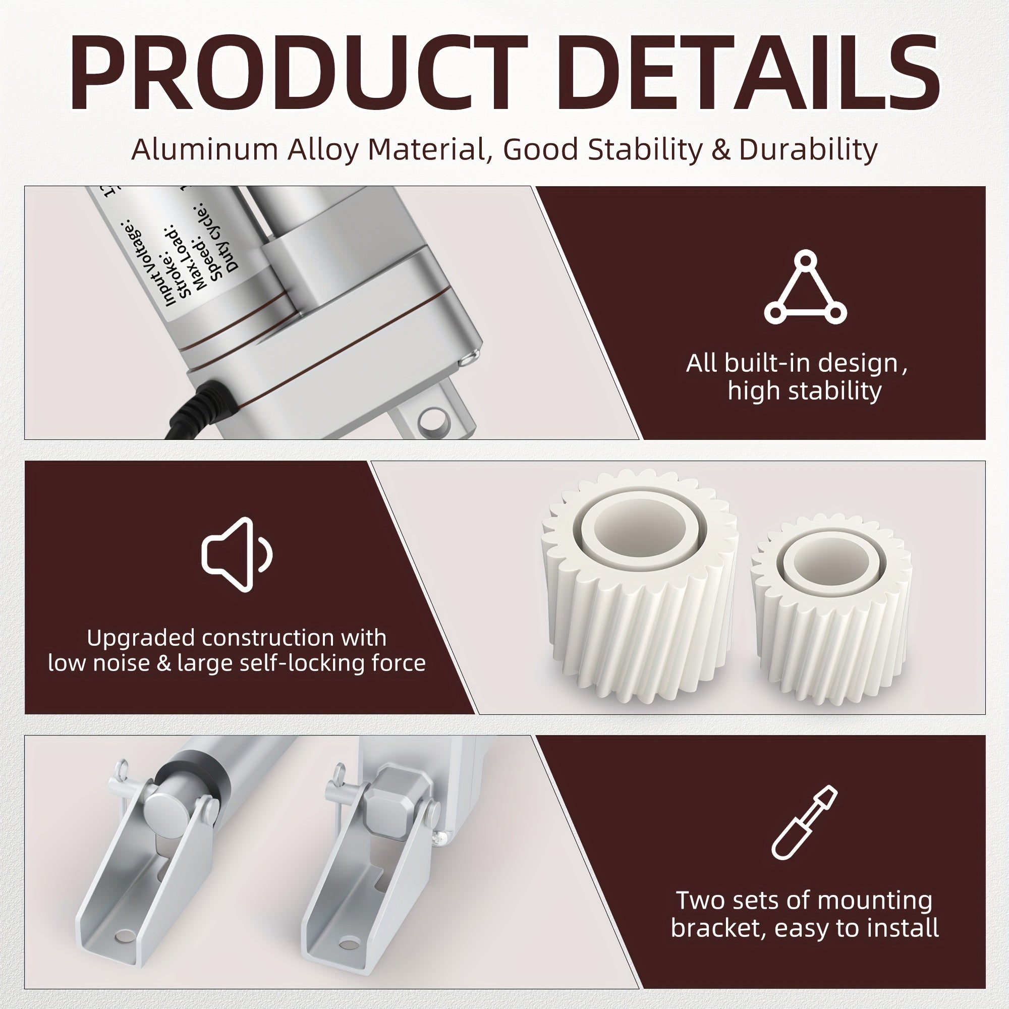 30.48cm Electric Linear Actuator 3000N Thrust Aluminum Alloy Quiet Durable