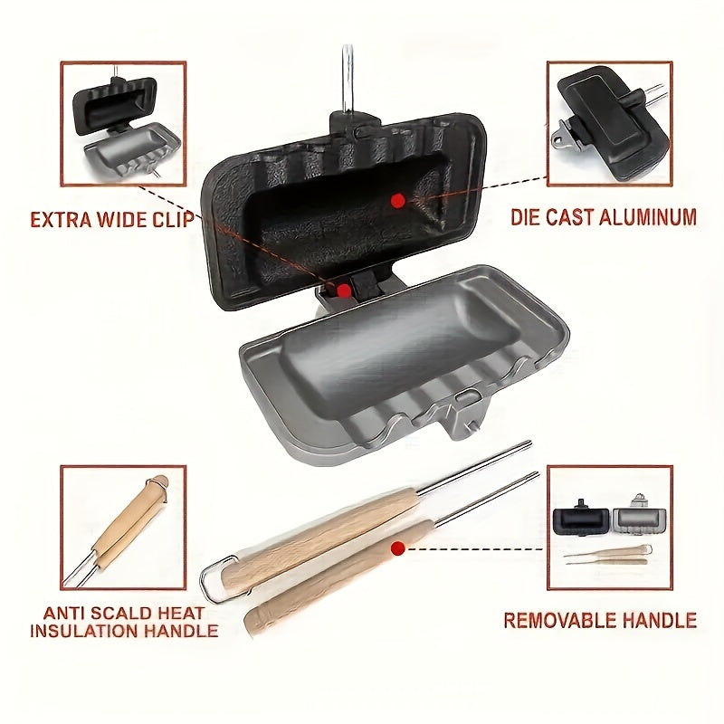 1 dona Deluxe Double-Sided Non-Stick Sandwich Maker - Mukammal non-stik uchun oson chiqarish, nonushta, vafli va burgerlar uchun, joyni tejovchi oshxona qurilmasi, uy oshpazligi uchun muhim pishirish asbobi, alyuminiy