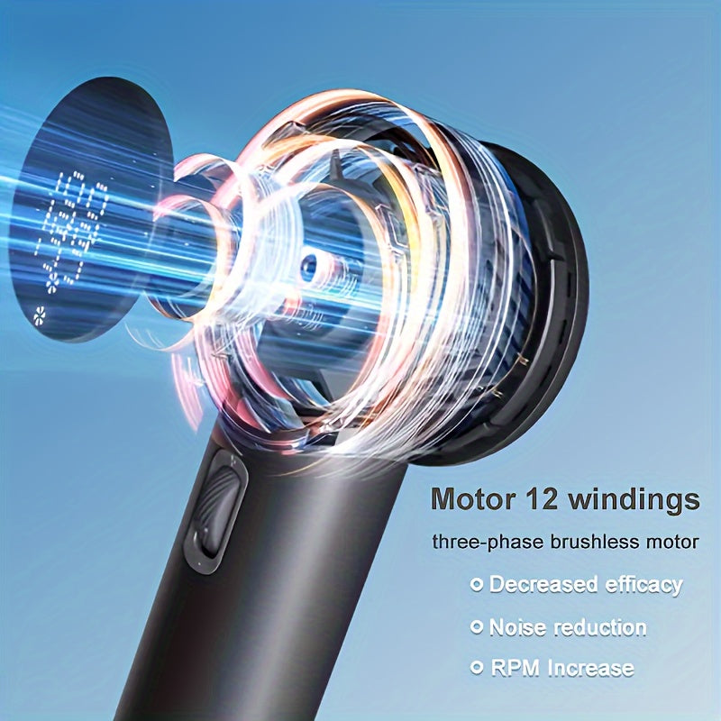 Portable Handheld Fan with Digital Display, Ultra-Quiet, Rapid Cooling