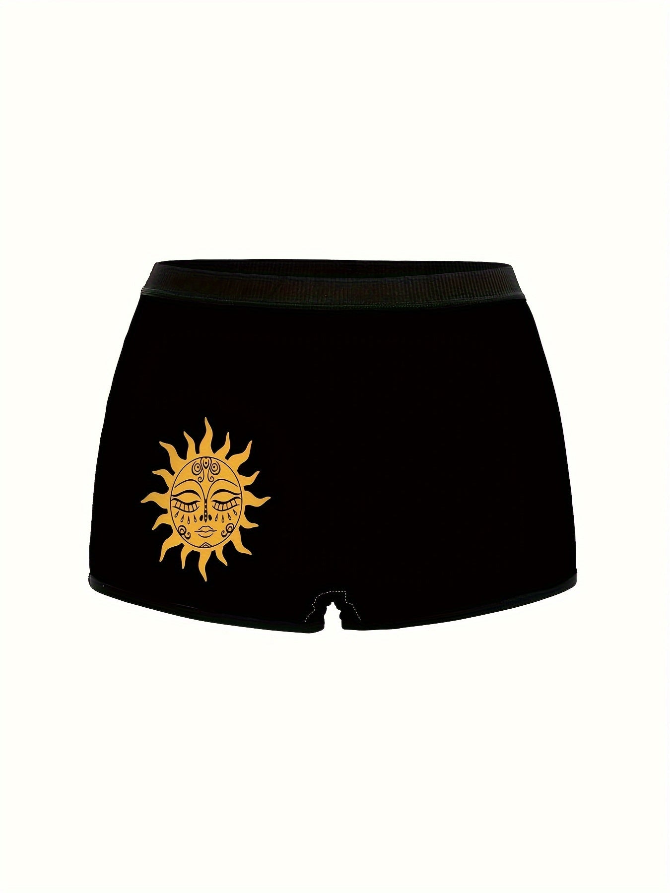 Girls Boyshort Panties 3 Pack Sun Moon Stars Print Stretchy Polyester