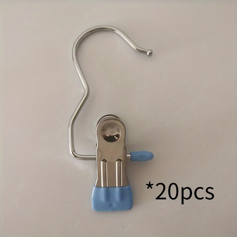 Stainless Steel Laundry Clips with Hooks for Socks and Clothes Organization