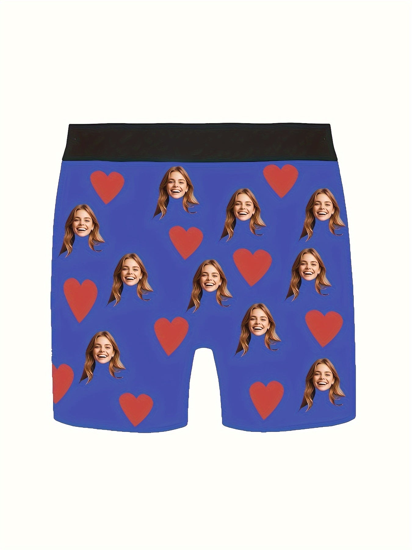 Custom Shortie Polyester Boxers with Portrait Pattern and Personalized Photo for Dad Husband Boyfriend