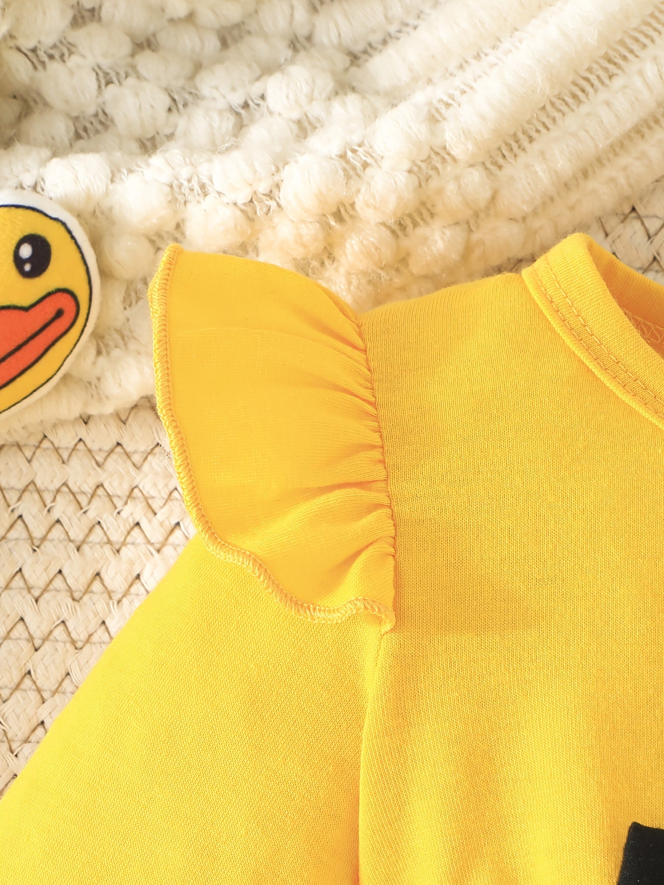 Kichkina qizlar uchun uzun qoʻlli multfilm qushchasi kiyim toʻplami, polyester spandex, kundalik va tashqarida foydalanish uchun