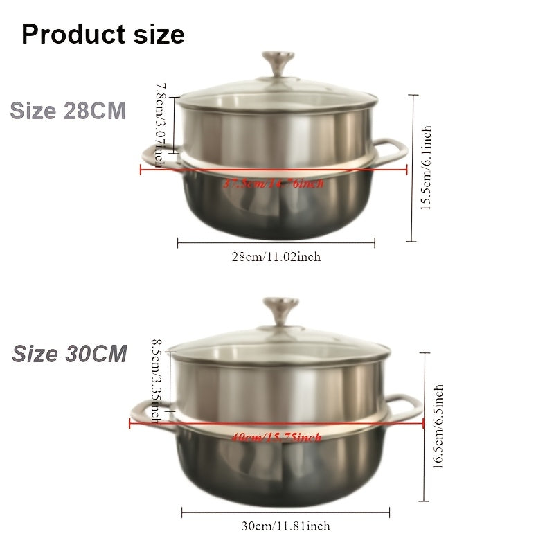 Olla de acero inoxidable con superficie antiadherente, doble boiler, gran capacidad