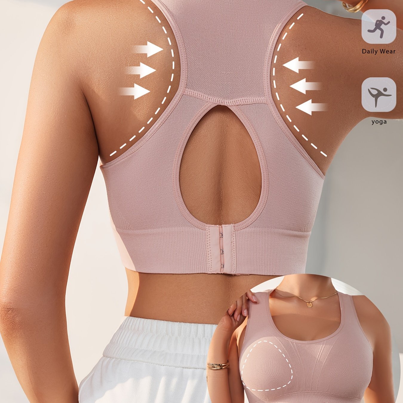 Seamless Breathable Sports Bra for Yoga and Fitness with Back Cutout