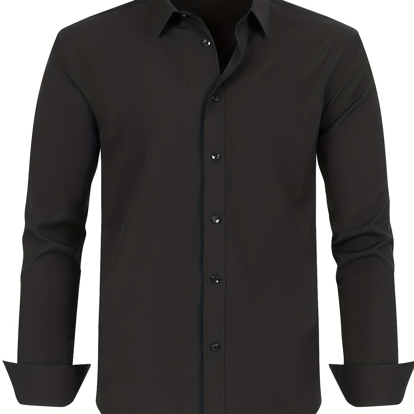 Men's Plus Size Solid Color Dress Shirt with Square Collar Regular Fit All-Season Polyester