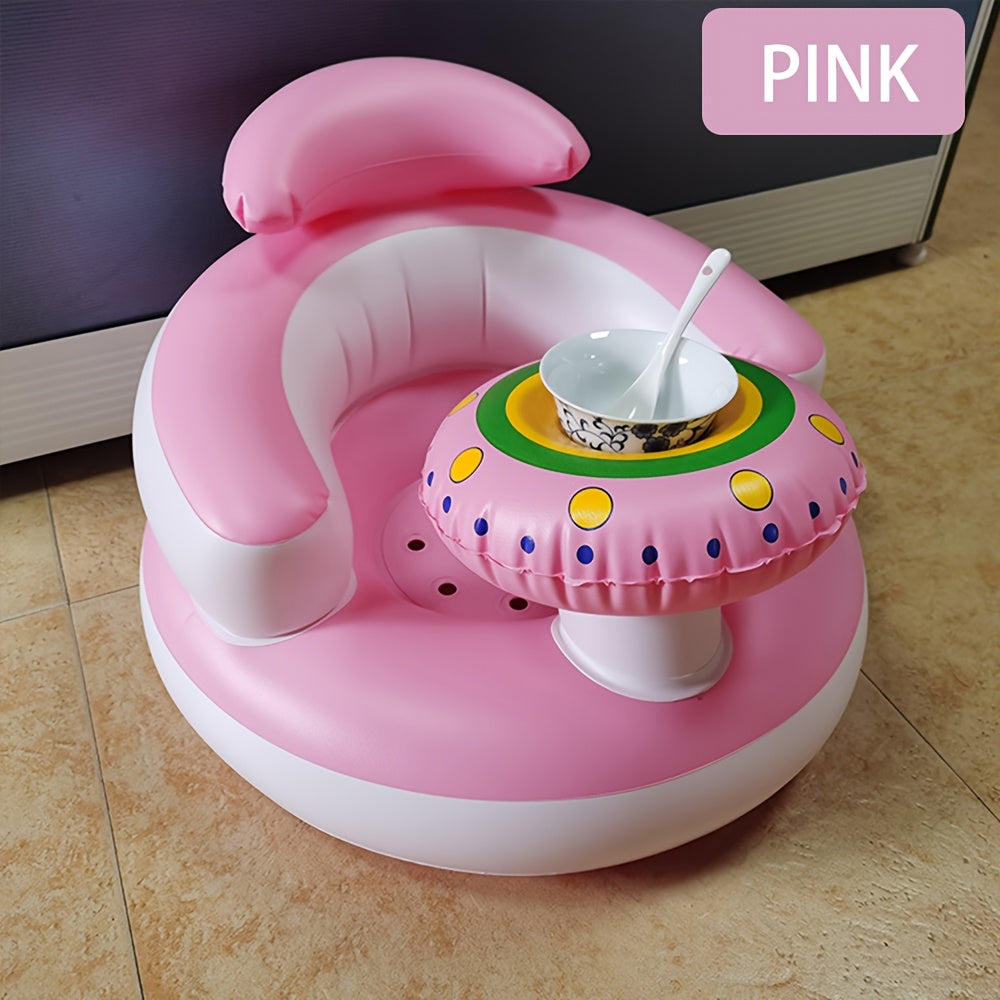 Inflatable Kids Seat for 3-36 Months with Built-In Pump Soft PVC Pink Blue