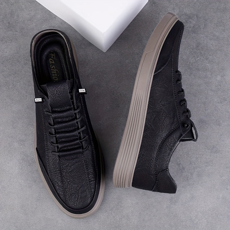 Men's Vintage Casual Shoes Leather Rubber Sole Low Top Street Style