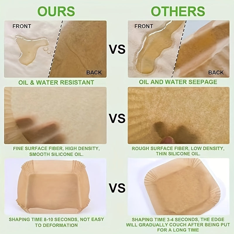 50 Pack Non-Stick Square Air Fryer Liners for Baking Roasting Microwave